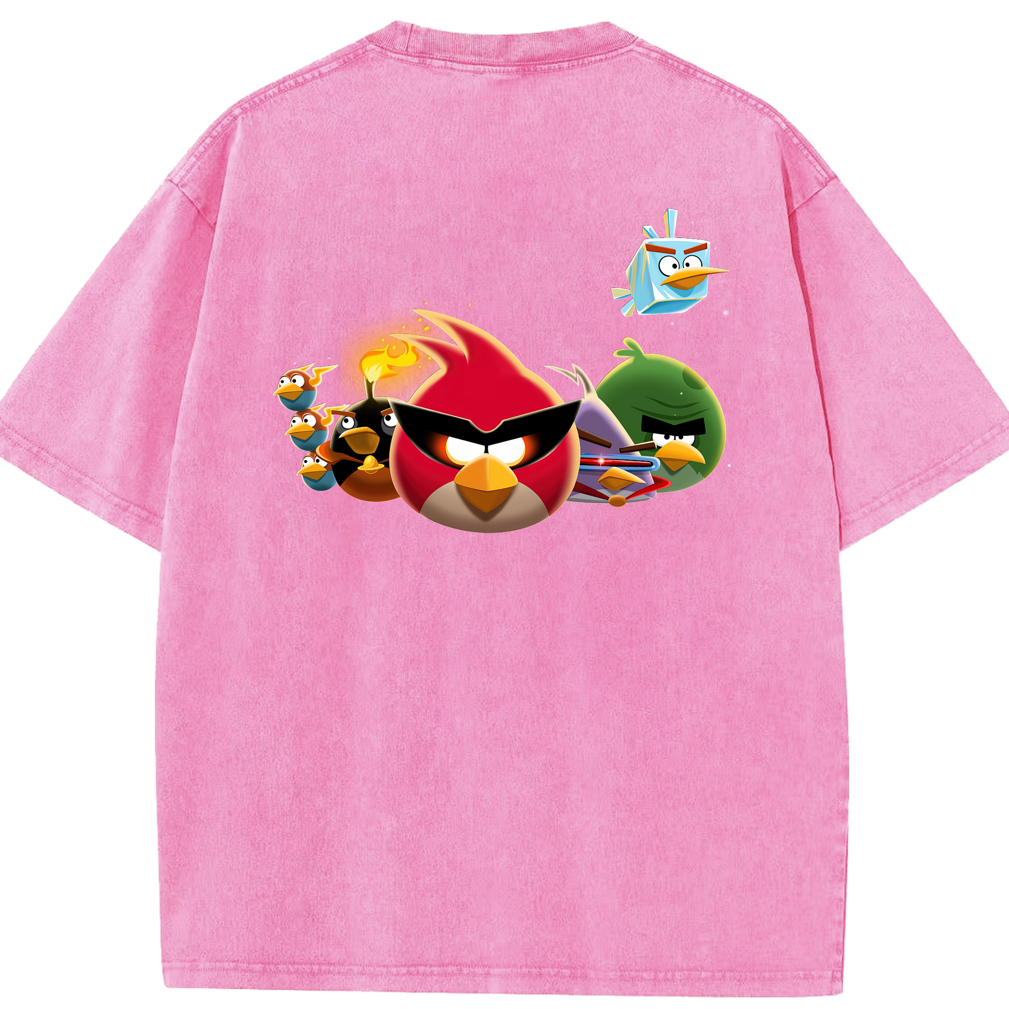 （画像用） Angry Birds アングリーバード 綿100% ヴィンテージ風 半袖Tシャツ（背面プリント）